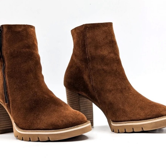 PAUL GREEN WOMEN SLOANE WESTERN BROWN SUEDE HEELED ZIP BOOTS size UK 7.5 US 10 - Picture 3 of 7